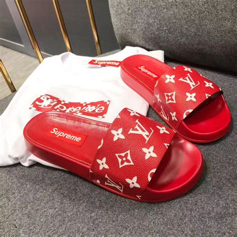 claquette louis vuitton supreme|supreme louis vuitton slippers.